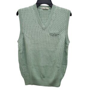 Desert Highlands Men's Mint Green Embroidered Cable Knit Sleeveless Sweater‎ M